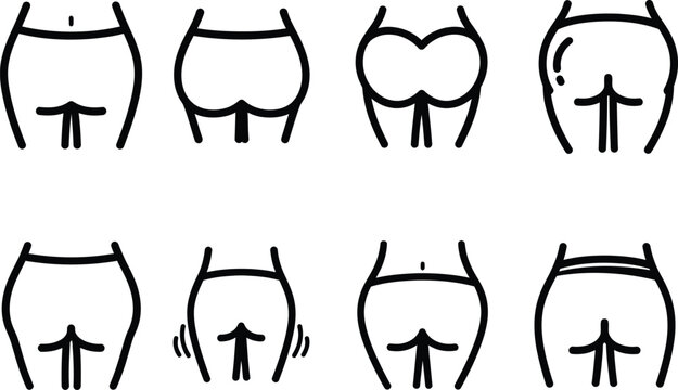 Variations of buttock and vulva illustrations