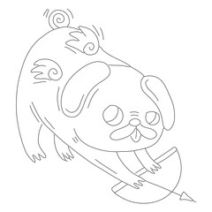 Fototapeta premium Valentine's line art pug arrow and bow