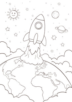 Earth and rocket 