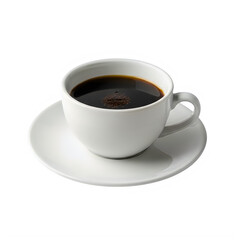 Fototapeta premium A white cup of coffee on a saucer isolated png on white background