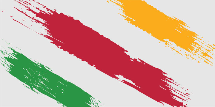 Red, yellow green watercolor brush strokes, doodles, banners set. Plain white background bundle, pink reggae color. Spring watercolor texture. Hand drawn