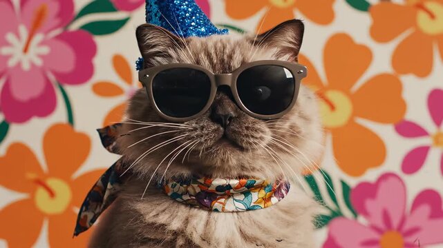 Surreal Flamingo, Eyeball Men, and Cat Party Montage