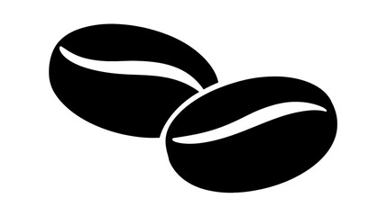 Obraz premium Minimalist Black Coffee Beans Icon Design on White Background - Simple Graphic Element for Beverage and Cafe Concepts