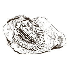 Sea fossil hand drawn rock © Vexels