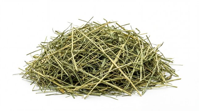 A pile of fresh hay on a white background