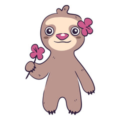 Obraz premium Cute sloth flower animal