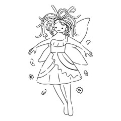 Fototapeta premium Fairy ramen line art creature
