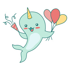 Narwhal birthday kawaii animal © Vexels