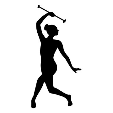 Gymnast performing baton twirling