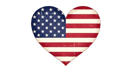 Fototapeta premium Patriotic heart shaped american flag on independence day