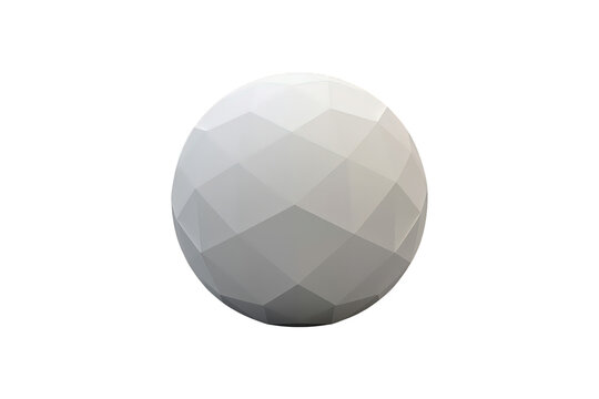 White low poly sphere abstract 3d rendering featuring geometric faceted design on transparent background