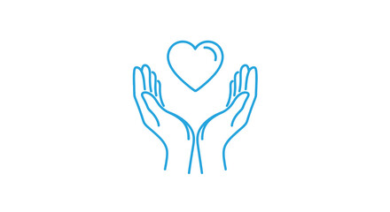 Fototapeta premium Two open hands gently cradling a heart symbol in a minimalist line art style high quality