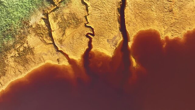 Abstract aerial landscape of Rio Tinto, Huelva