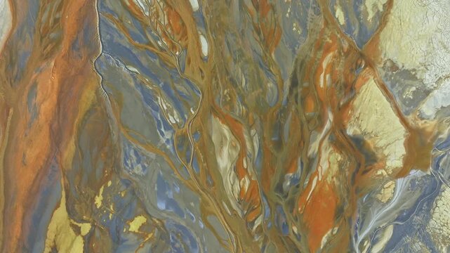 Abstract aerial view of Rio Tinto's colorful patterns
