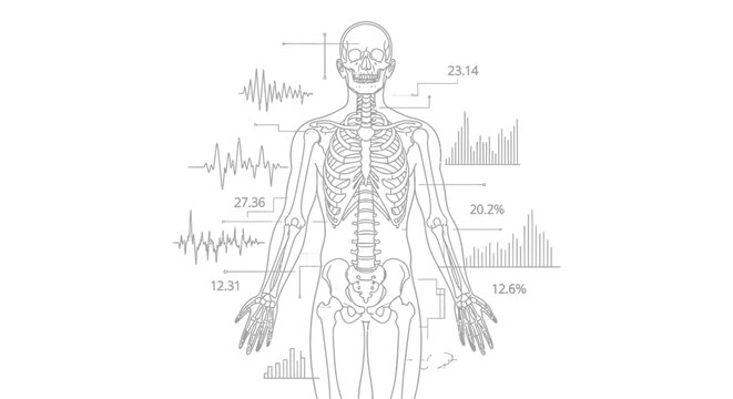 Human Skeleton with Medical Data Overlay.