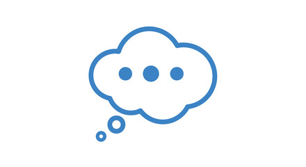 Obraz premium A simple blue speech bubble icon with three dots representing conversation or thinking high quality professional