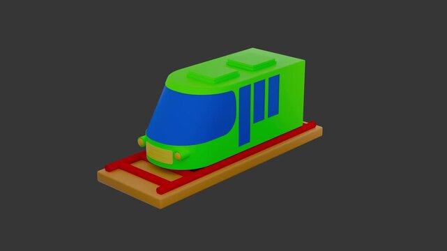 Green Train in Motion: A vibrant green train glides smoothly along its tracks, showcasing the future of transportation and efficiency.