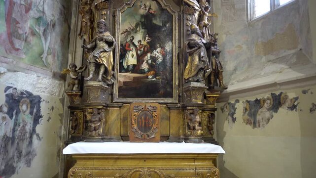Cluj-Napoca, Romania The interior of the St. Michael's Church and altar, Three Magi, sculpted by Johannes Nachtigall (1717&ndash;1761), painted by Franz Anton Maulbertsch (1724&ndash;1796).