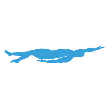 Silhouette of a swimmer doing backstroke