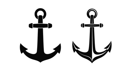 Two black anchors displayed side by side a striking silhouette © asma