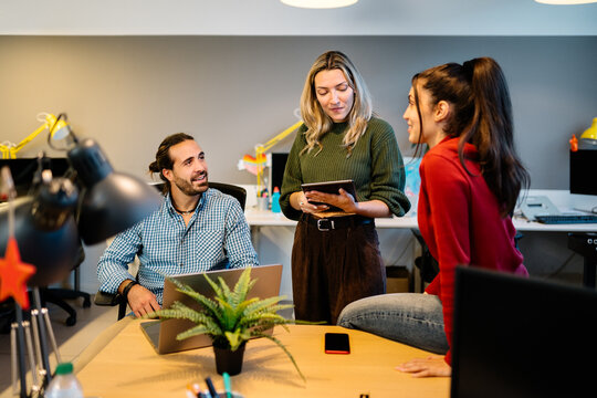 Collaborative meeting in a modern coworking space