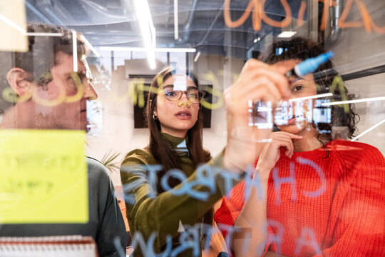 Brainstorming session with young professionals in coworking