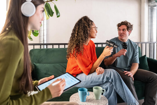 Team collaboration in a modern coworking space
