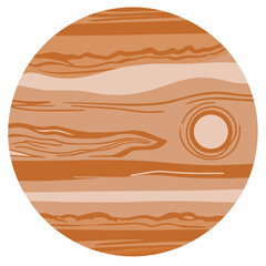 Stylized illustration of the planet jupiter with swirling cloud bands © John Lee