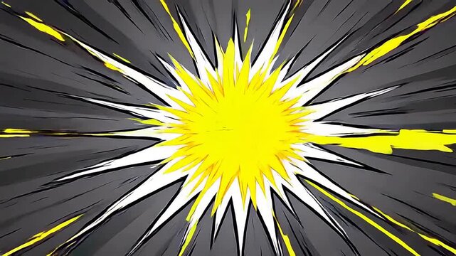 Explosion graphic with yellow and black rays