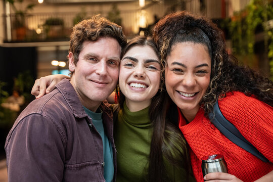 Multiethnic team members in a coworking office