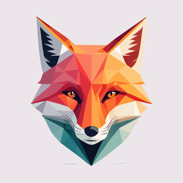 Renard g&eacute;om&eacute;trique color&eacute; en style abstrait moderne