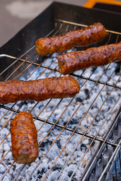 Grilled kofta kebabs on barbecue grill