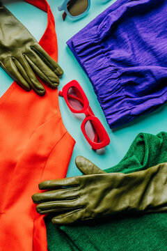 Colorful clothing and stylish accessories on display