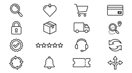 Fototapeta premium Set of 16 E-commerce Outline Icons Vector