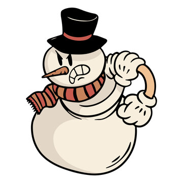 Angry snowman ready to fight