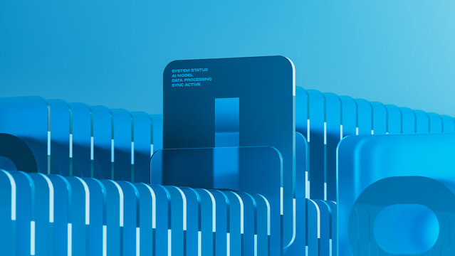 Display of digital cards in an AI system on a technological background