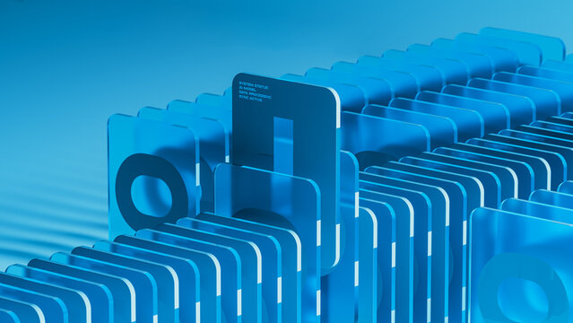 Display of digital cards in an AI system on a technological background