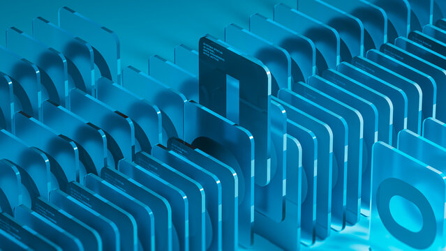 Display of digital cards in an AI system on a technological background