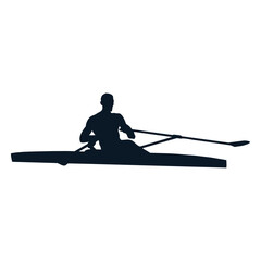 Silhouette of a person in a rowing boat © Vexels