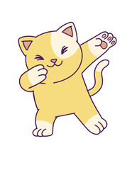 Obraz premium Yellow cat with paws raised in the air