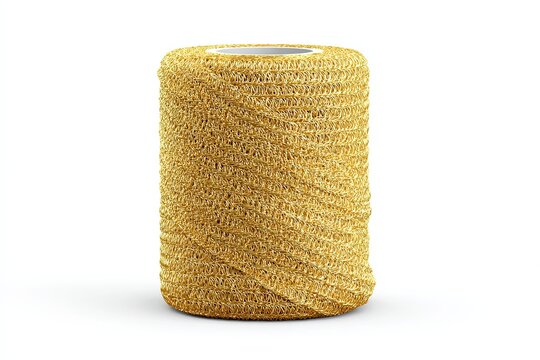 Medical bandage roll is depicted with meticulous detail, presenting the intricate texture and craftsmanship of wound care.