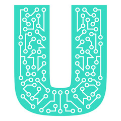 The letter u with circuits on it © Vexels