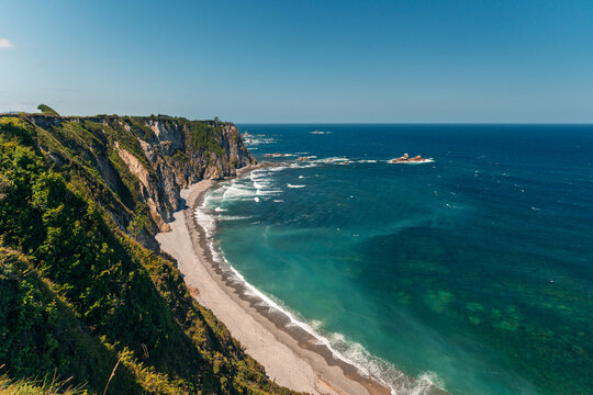Scenic coastal cliffs in Cadavedo, Asturias