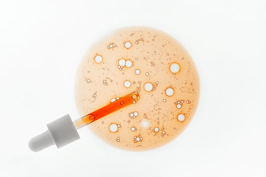 Vitamin c serum with pipette and bubble swatch detail
