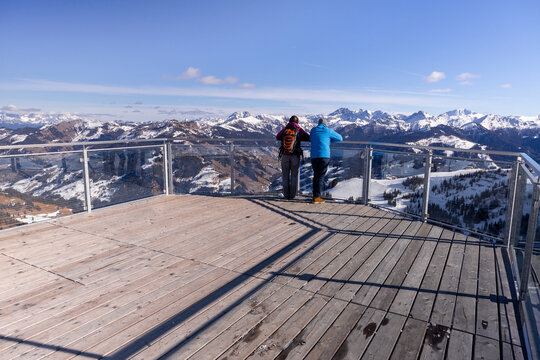 Scenic winter view from alpine observation deck