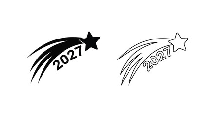 Two shooting star designs with 2027 a bold silhouette high quality © MdAbulBasher