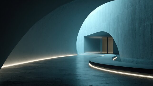 Futuristic Knowledge Environment Features Soft Lighting and Large Negative Space With a Minimal Composition Captured With a 70mm Lens and F3.2 Aperture