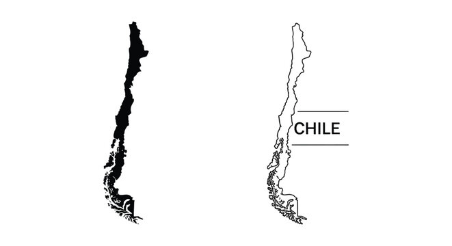 Chile s map represented in contrasting styles including a dark silhouette