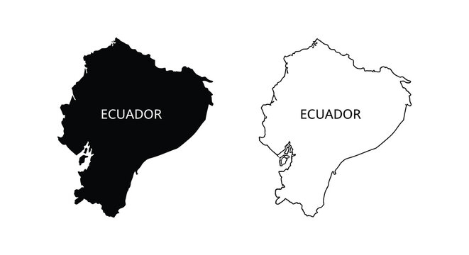 Map of ecuador with black and white outlines a striking silhouette