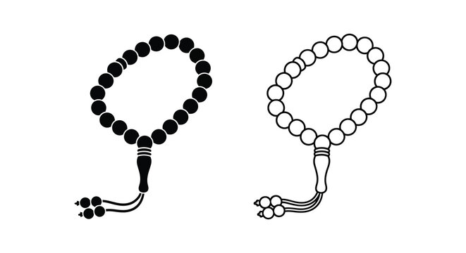 Islamic prayer beads tasbih in black and white a striking silhouette
